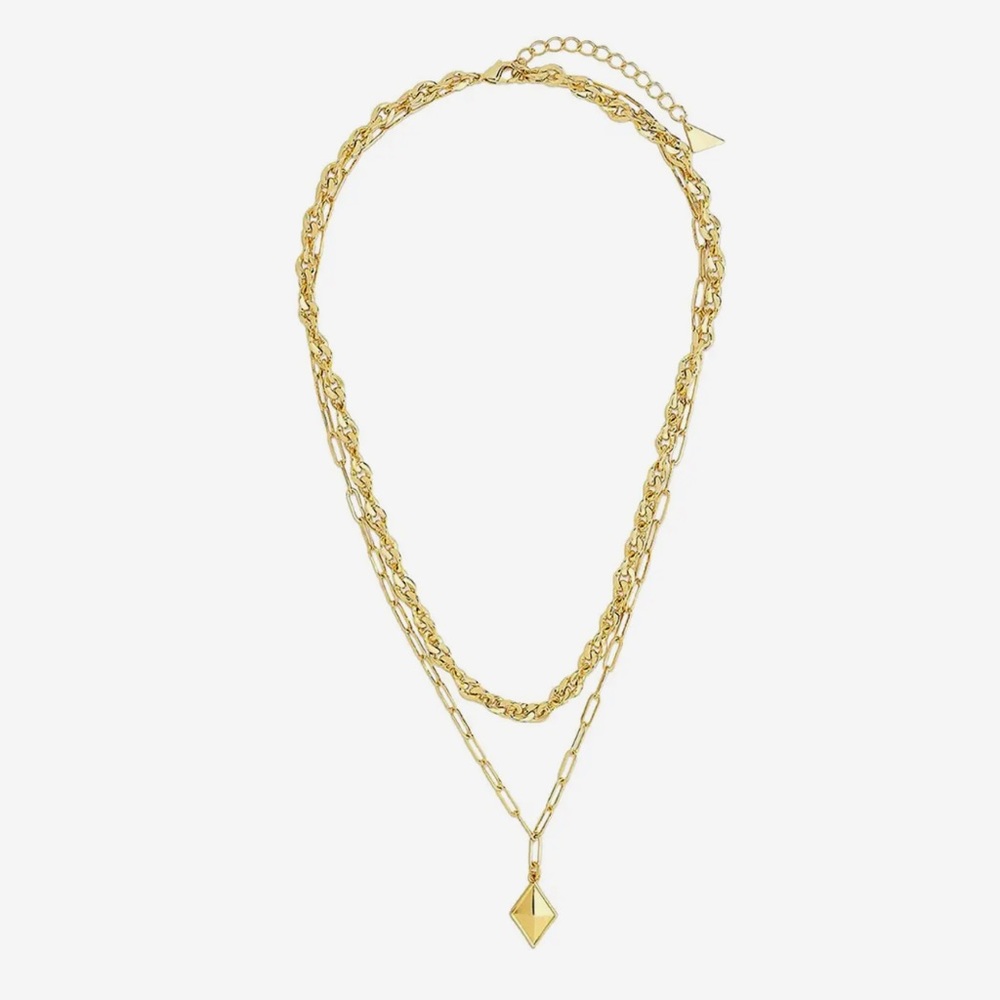 Sterling Forever Two Layer Chain & Charm Necklace - image 3